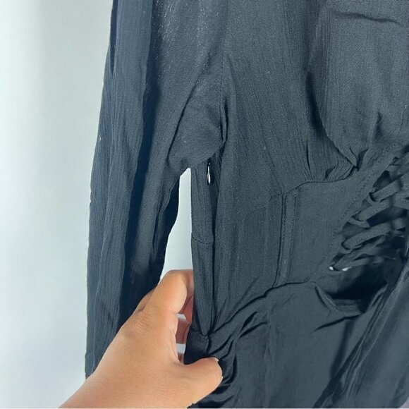 Prettylittlething, Lace Up Detail Bodycon Dress in Black. Size: 6 (US). NWT - Picture 10 of 13